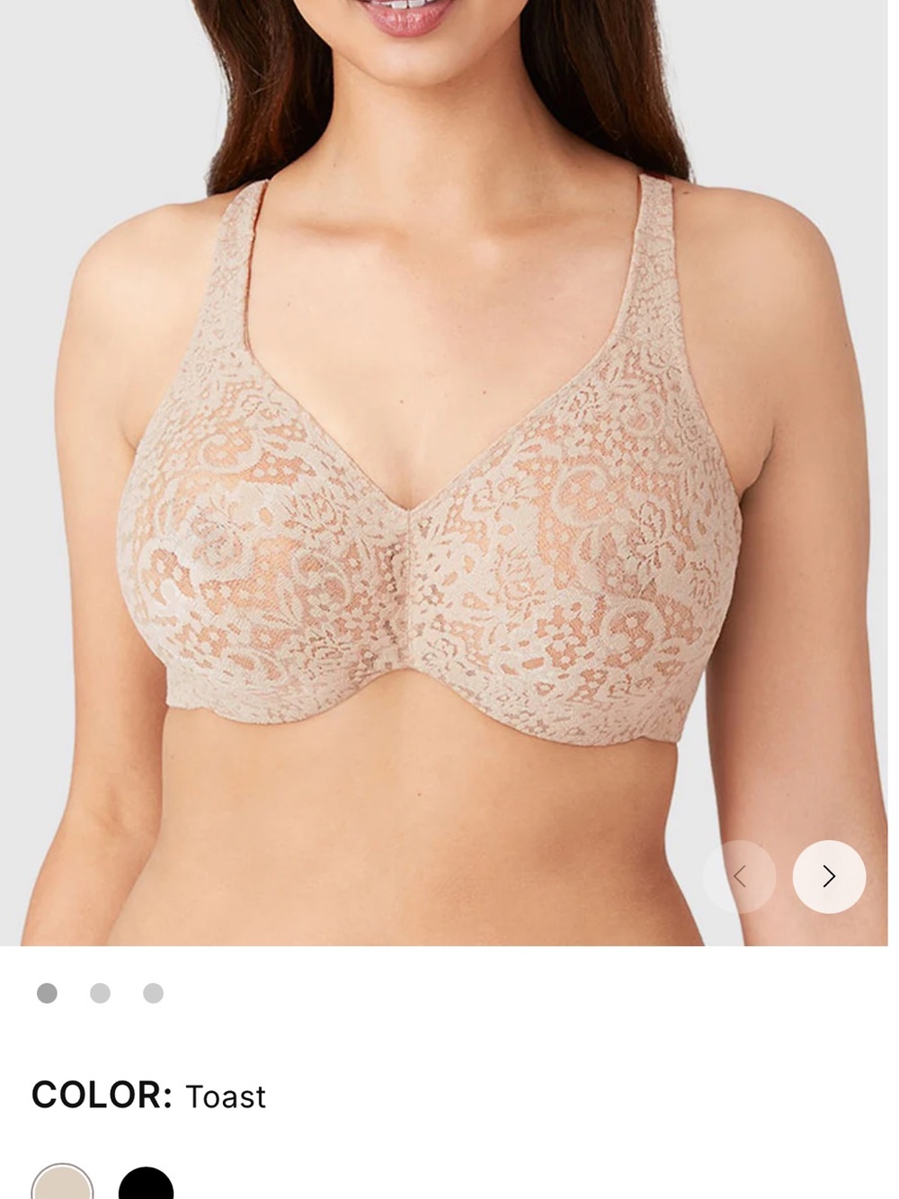 Wacoal Lace Full-Coverage Bra in Light Beige, 38 DD